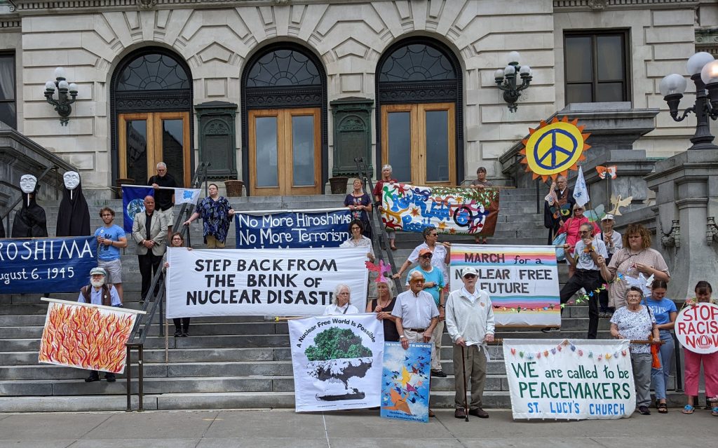 NFW demonstration at Onondaga County Courthouse steps, August 9, 2022.